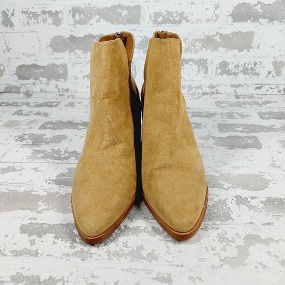 New Bp. Brynne Tan Faux Leather Block Heel Pointy Toe Ankle Boots W379 - Picture 3 of 13